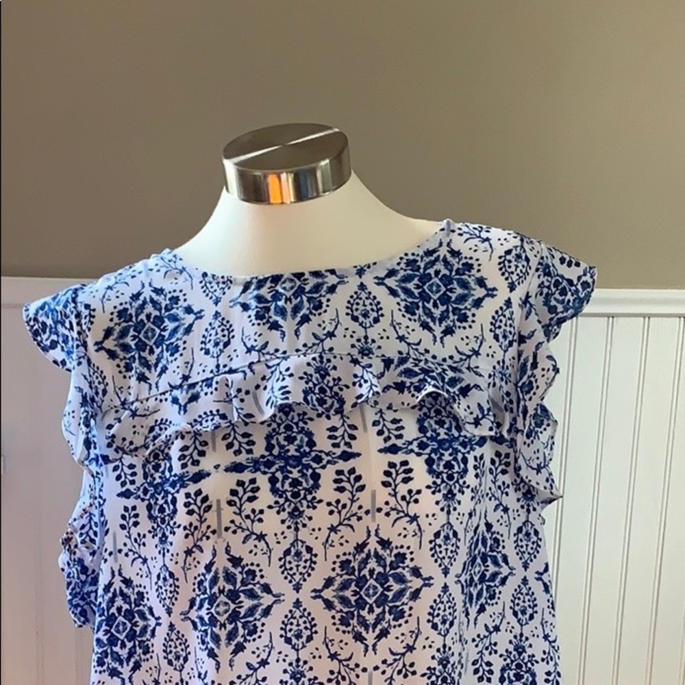 Blue & white blouse size XL